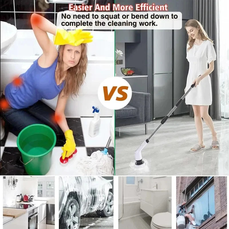 Multifunctional Cordless Electric Spin Scrubber for Bathroom and Kitchen Cleaning