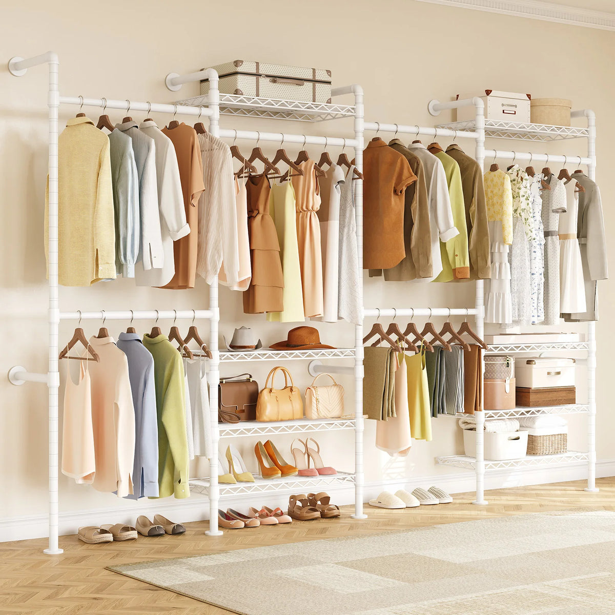 Onbrill Wall Mounted Industrial Pipe Clothes Rack Expandable