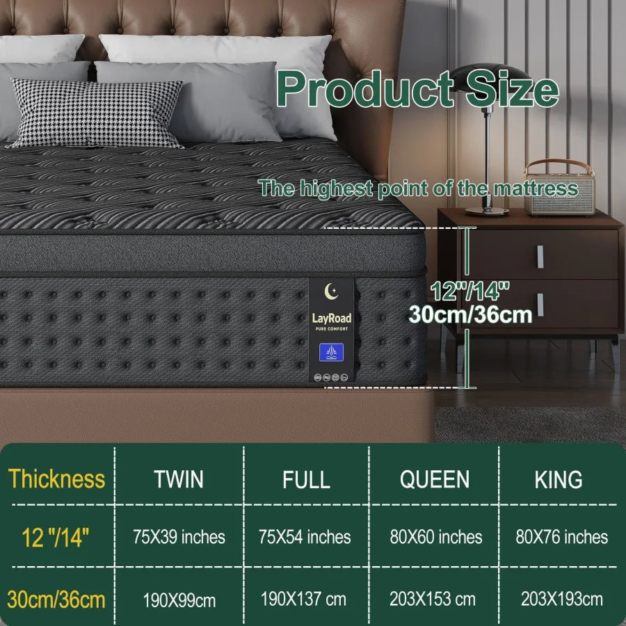 Memory Foam Pocket Spring Mattress Gel Infused Medium Firmness Boxed