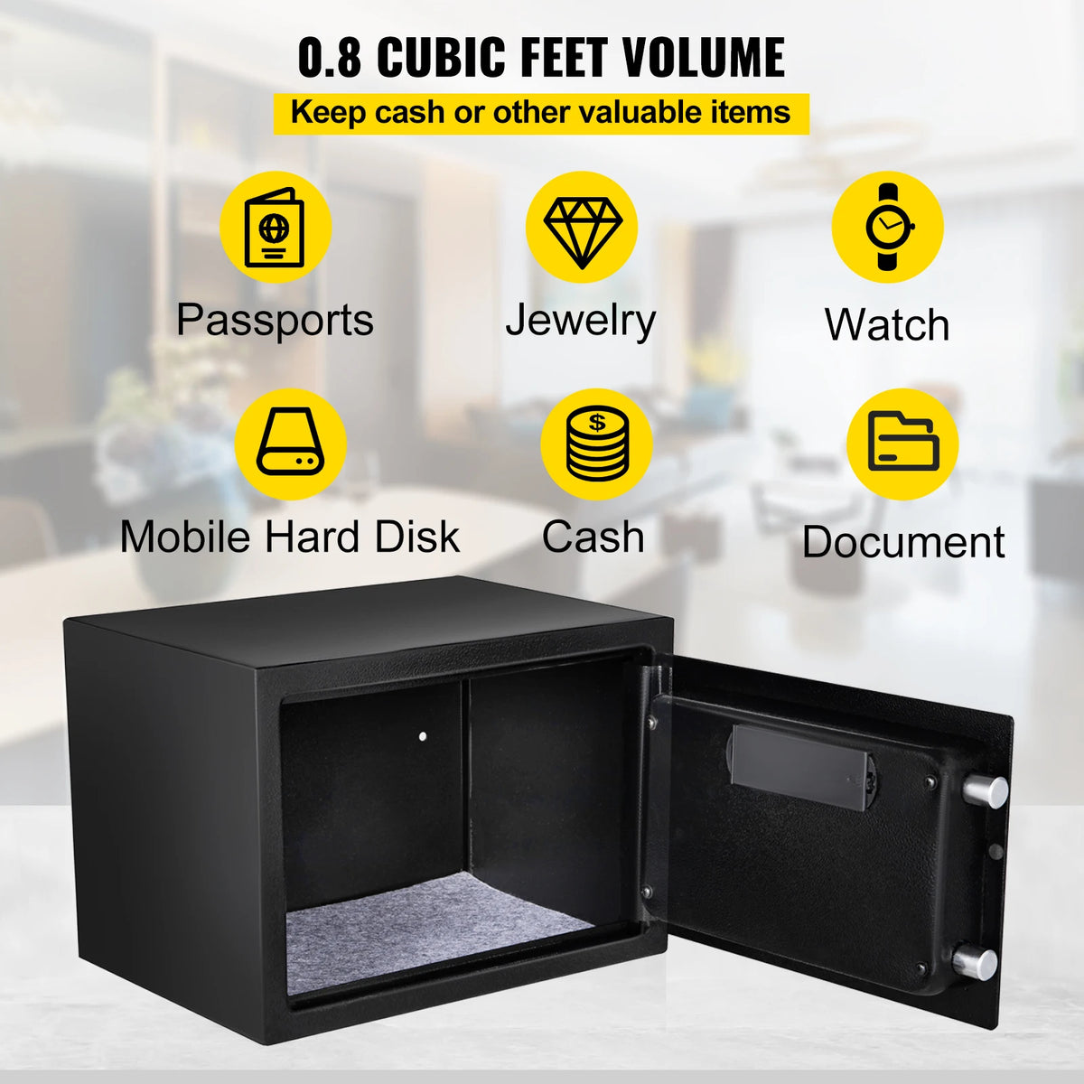 SucceBuy Fingerprint Safe Deposit Box With Digital Electronic Lock