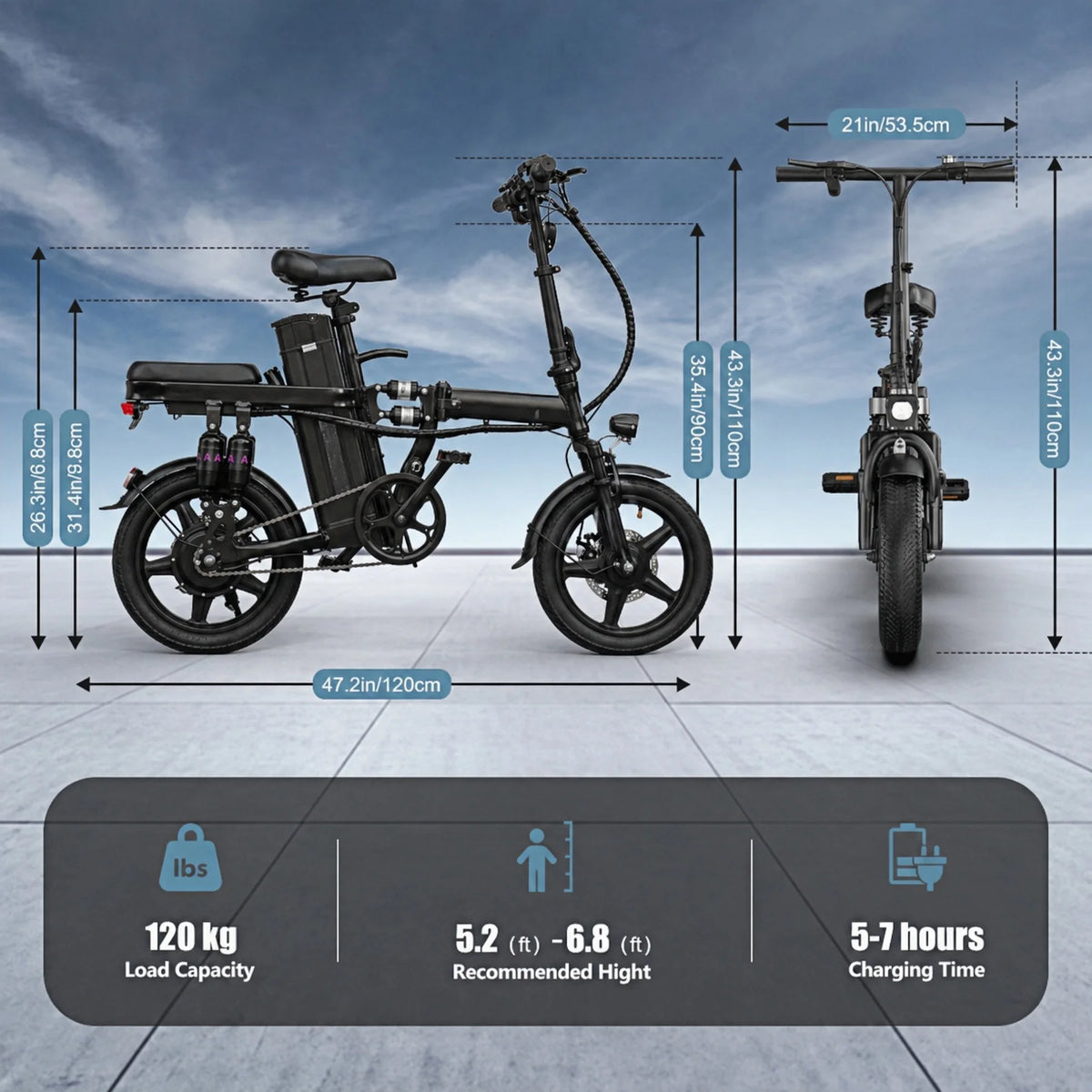 Adult Folding 500W Electric Bicycle With 48V Lithium Battery