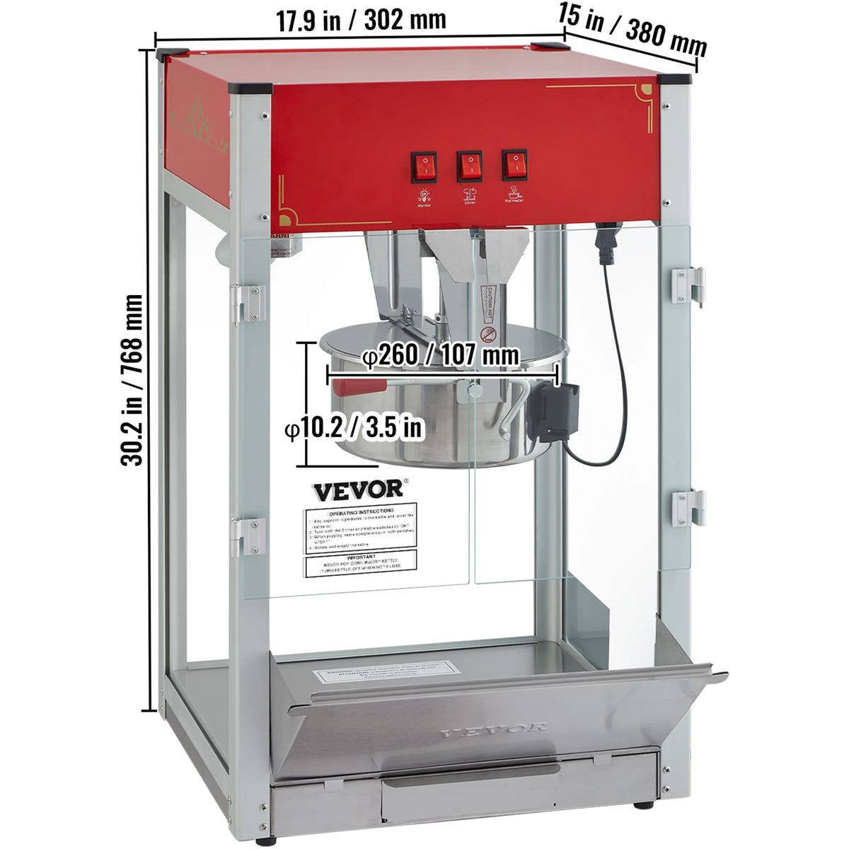 Succebuy Electric Commercial Popcorn Maker With Stainless Steel Kettle