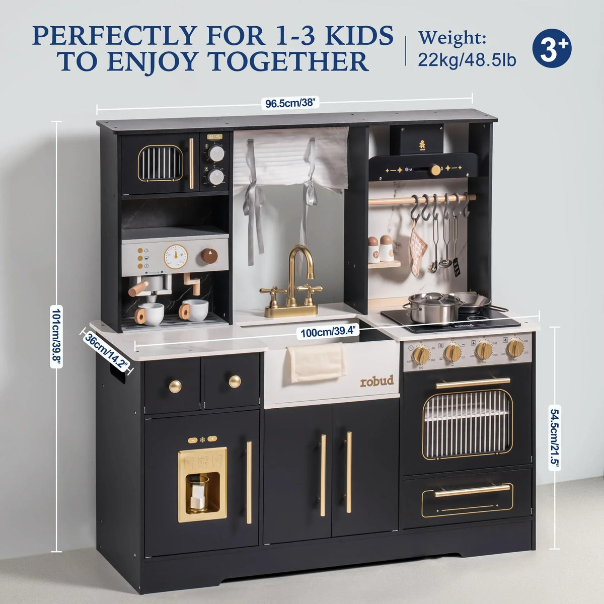 Robotime Wooden Kitchen Playset With Sink And Cookware Accessories