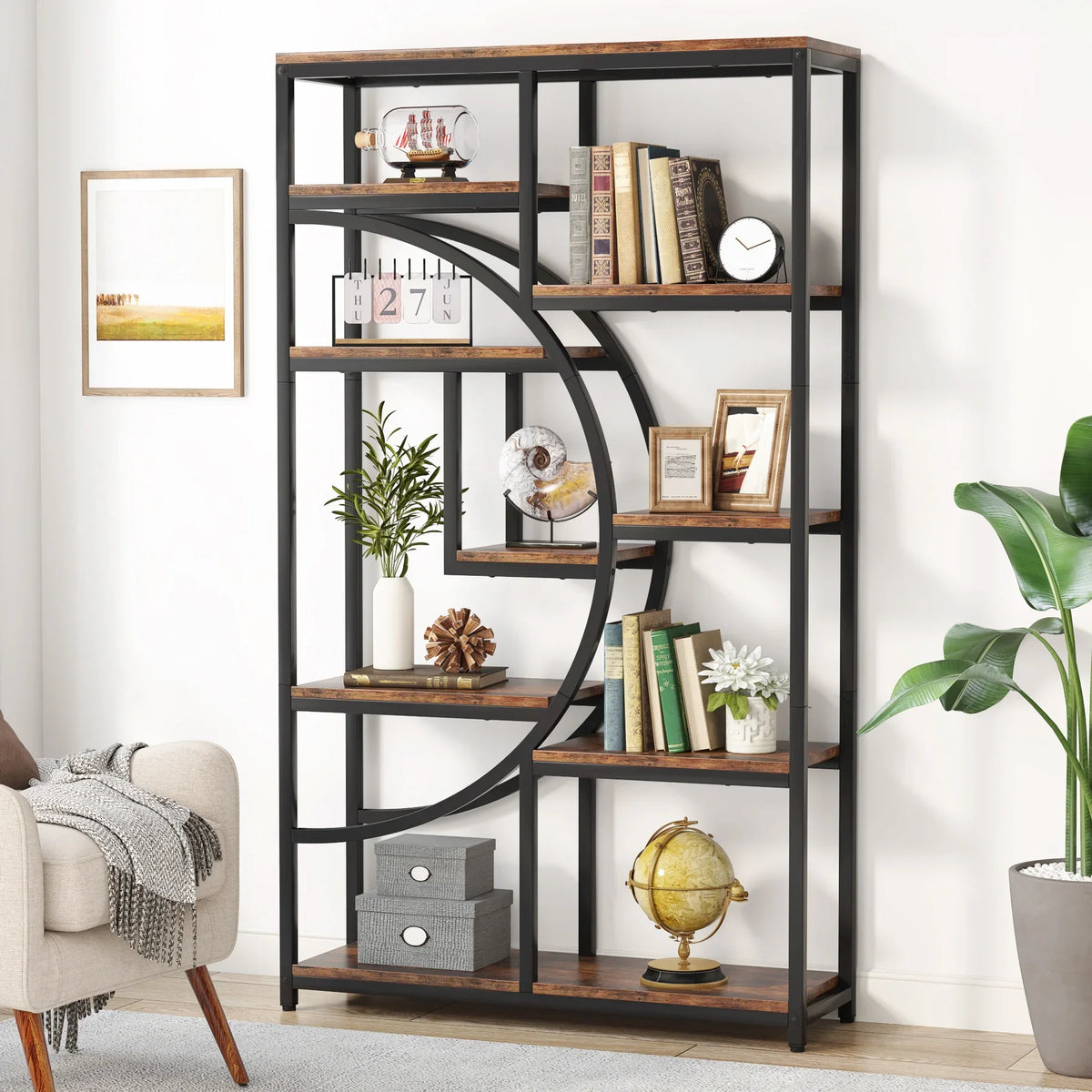 Tribesigns Industrial Etagere Bookshelf Five Tier Display Storage Organizer