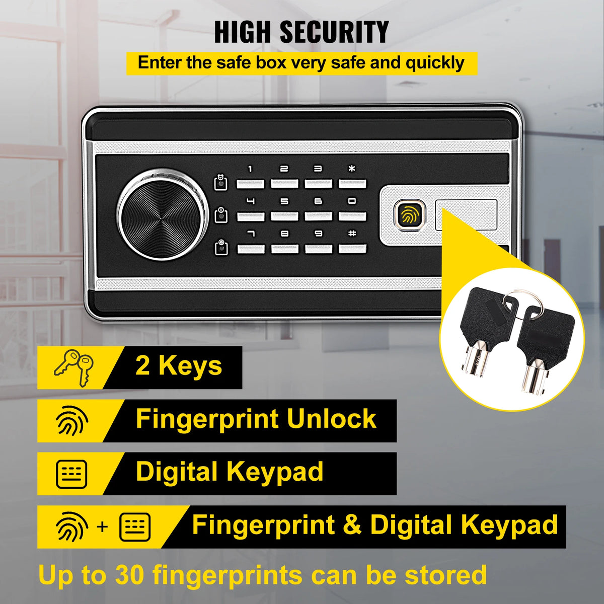 SucceBuy Fingerprint Safe Deposit Box With Digital Electronic Lock