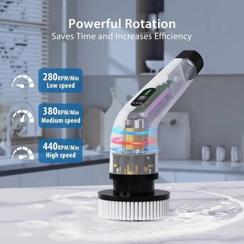 Multifunctional Cordless Electric Spin Scrubber for Bathroom and Kitchen Cleaning