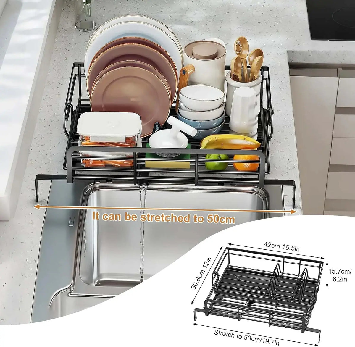 Garvee Two Tier Stainless Steel Dish Rack With Drain Board