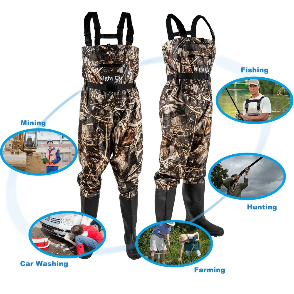 Night Cat Waterproof Chest Fishing Waders With Bootfoot Design