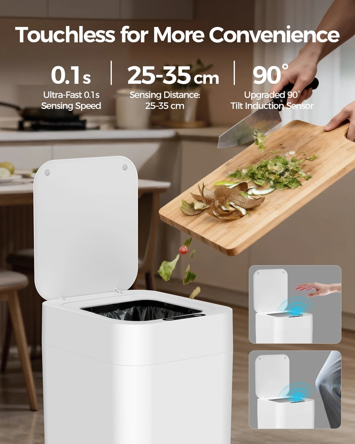 Automatic Touchless Self Sealing Smart Trash Can With Odor Control