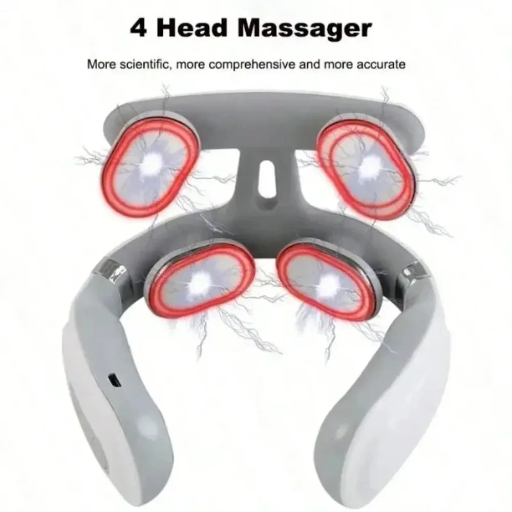 Lism Four Heads Adjustable Neck Massager with Heating USB Charge