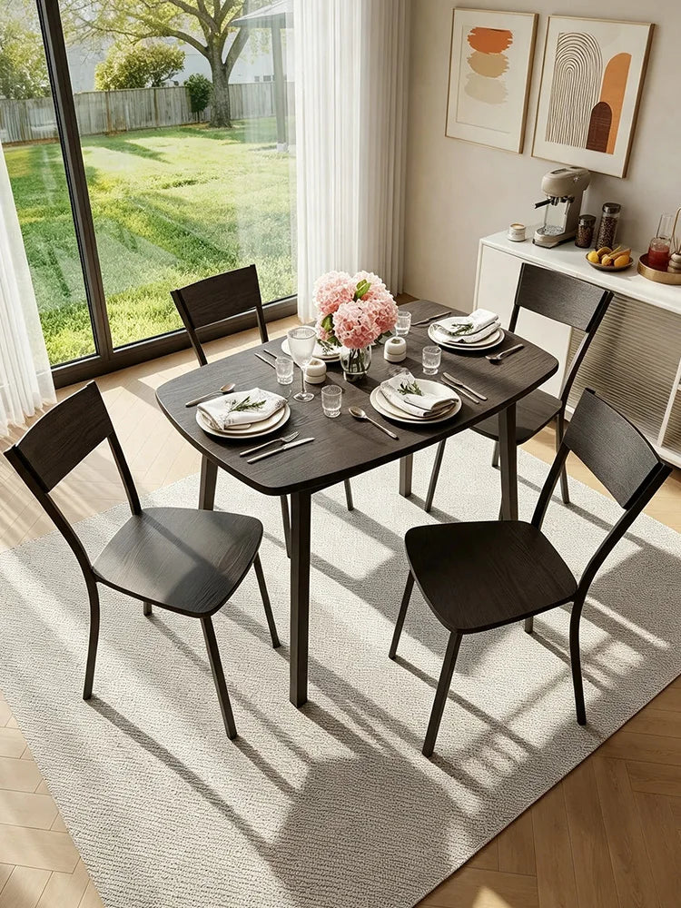 HiMISS Dining Set With Storage Shelf And Four Chairs