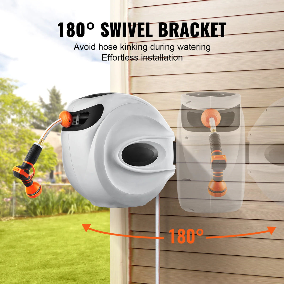 SucceBuy Retractable Garden Hose Reel With Automatic Rewind System