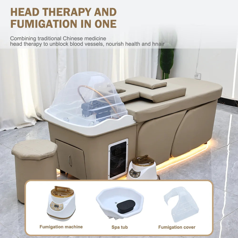 Commercial Water Cycle Head Spa Massage Table With Integrated Storage