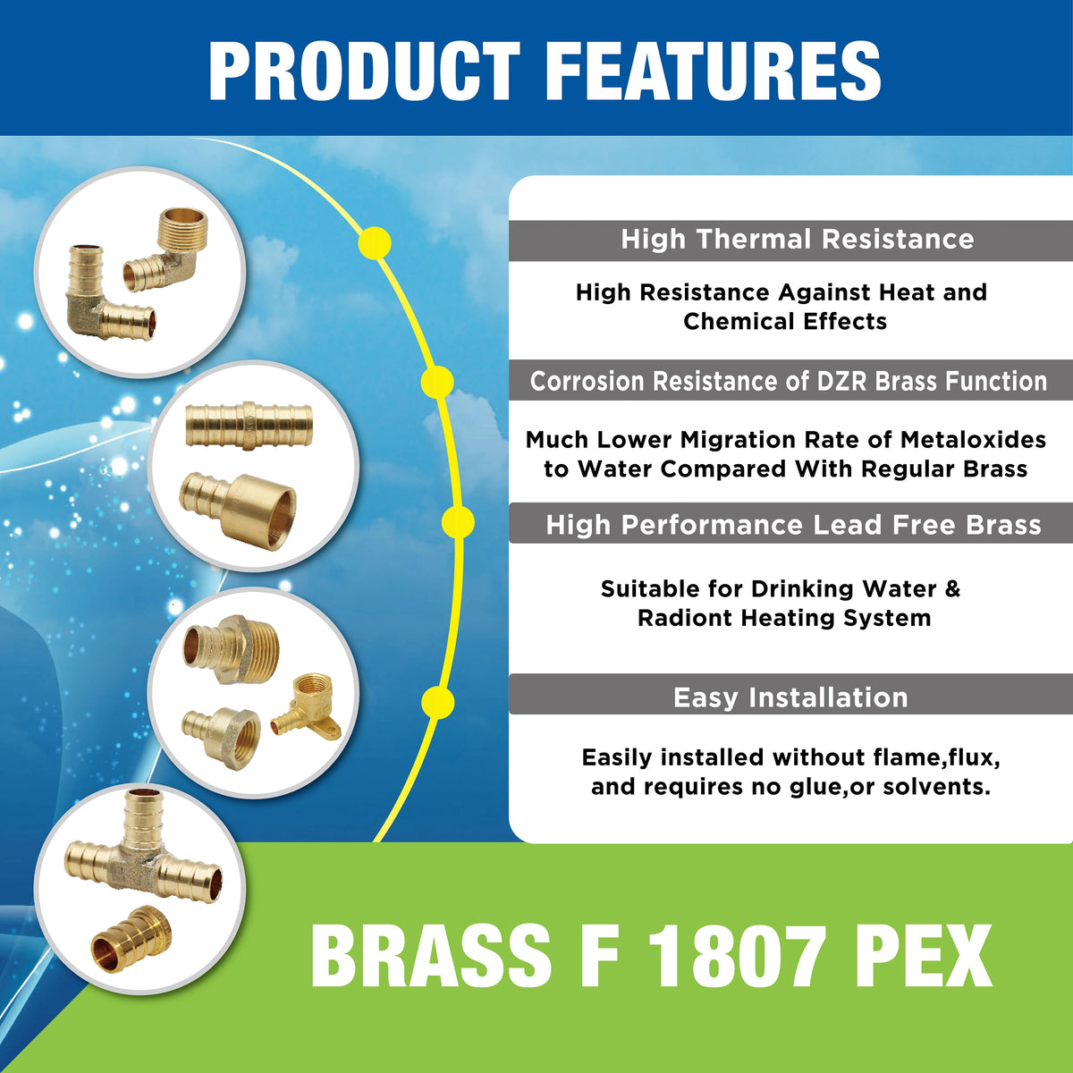 King Smart Lead Free Brass PEX Plumbing Fitting Elbow