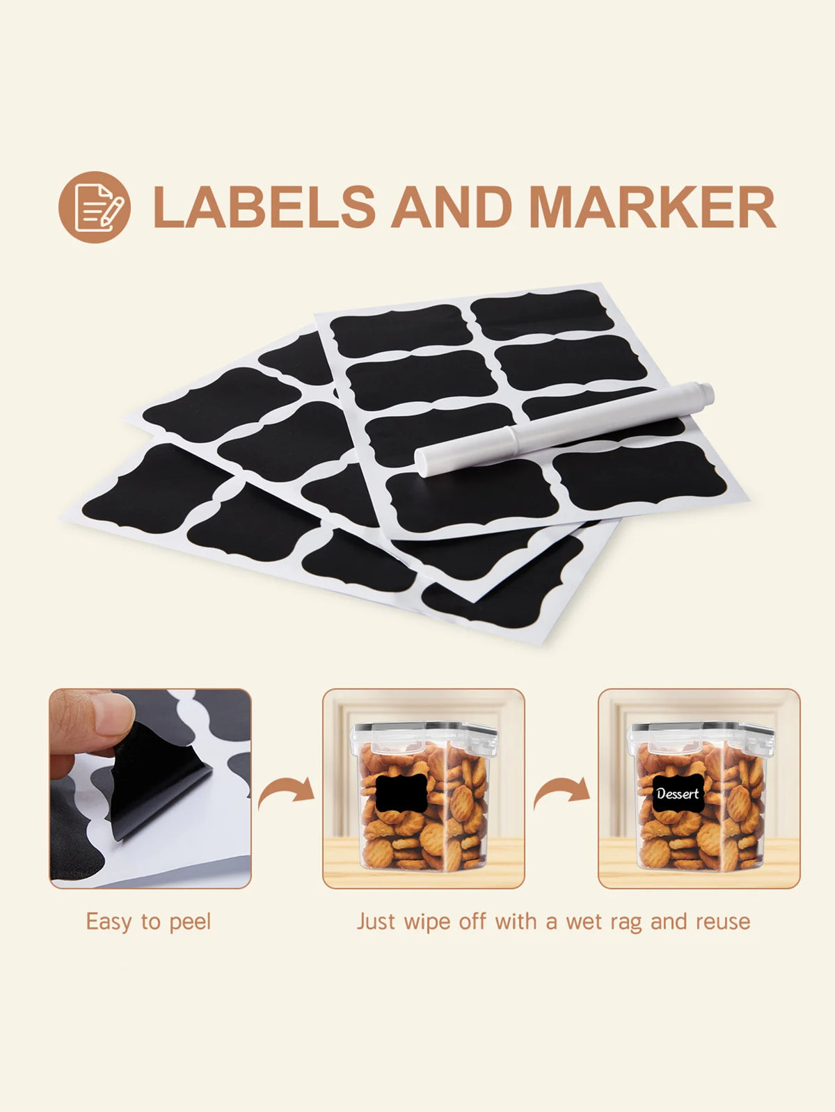 Airtight Plastic Food Storage Containers With Lids Labels For Pantry
