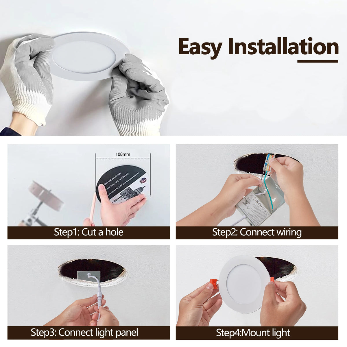 ARLGSITE Dimmable Recessed LED Ceiling Lights With Adjustable Color Temperature