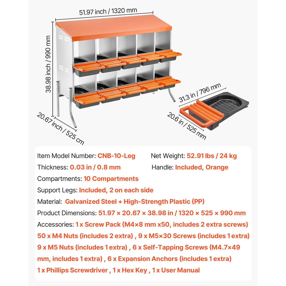 SucceBuy Metal Chicken Nesting Boxes With Roll Out Egg Collection Lids