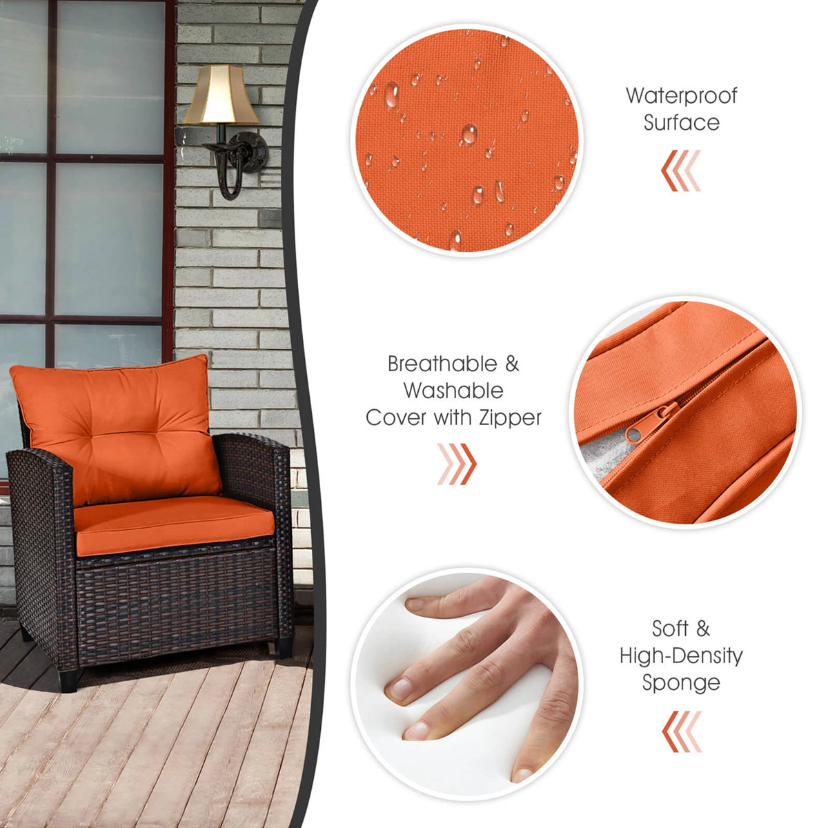 Homasis Outdoor Rattan Conversation Set With Cushions Garden Sofa Furniture