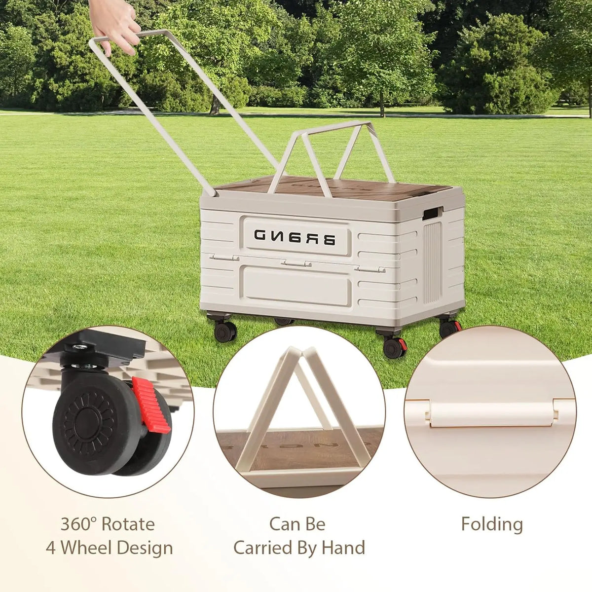 Heavy Duty Foldable Storage Cart With 360 Wheels For Camping