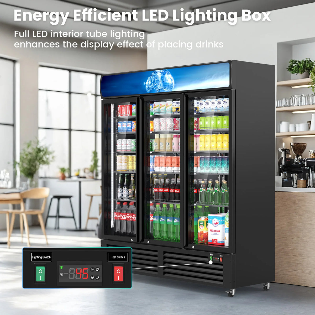 SHICUO Commercial Beverage Display Refrigerator With Three Glass Doors