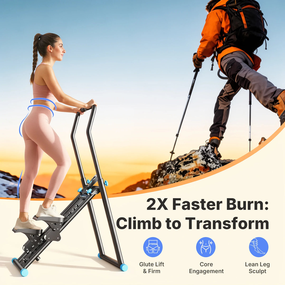 Merach Foldable Stair Stepper Silent Adjustable Cardio Climbing Machine