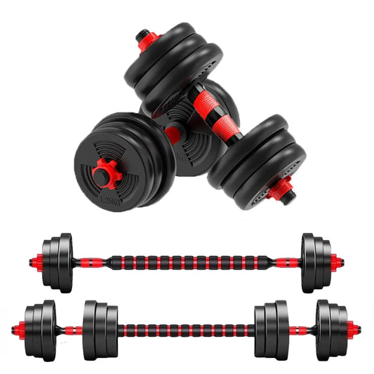 Rubber Coated Adjustable Dumbbell To Barbell Set For Home Gym