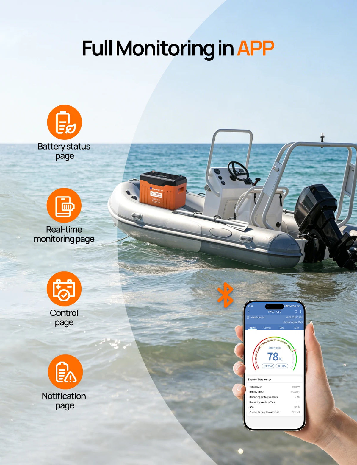 ECO-WORTHY LiFePO4 Lithium Battery With Bluetooth Connectivity