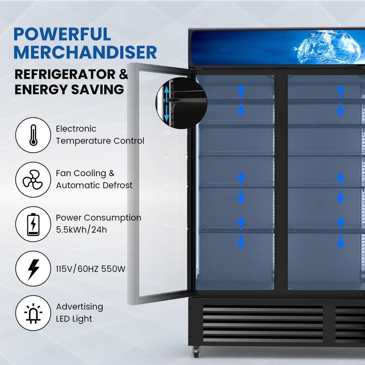 SHICUO Commercial Beverage Display Refrigerator With Three Glass Doors