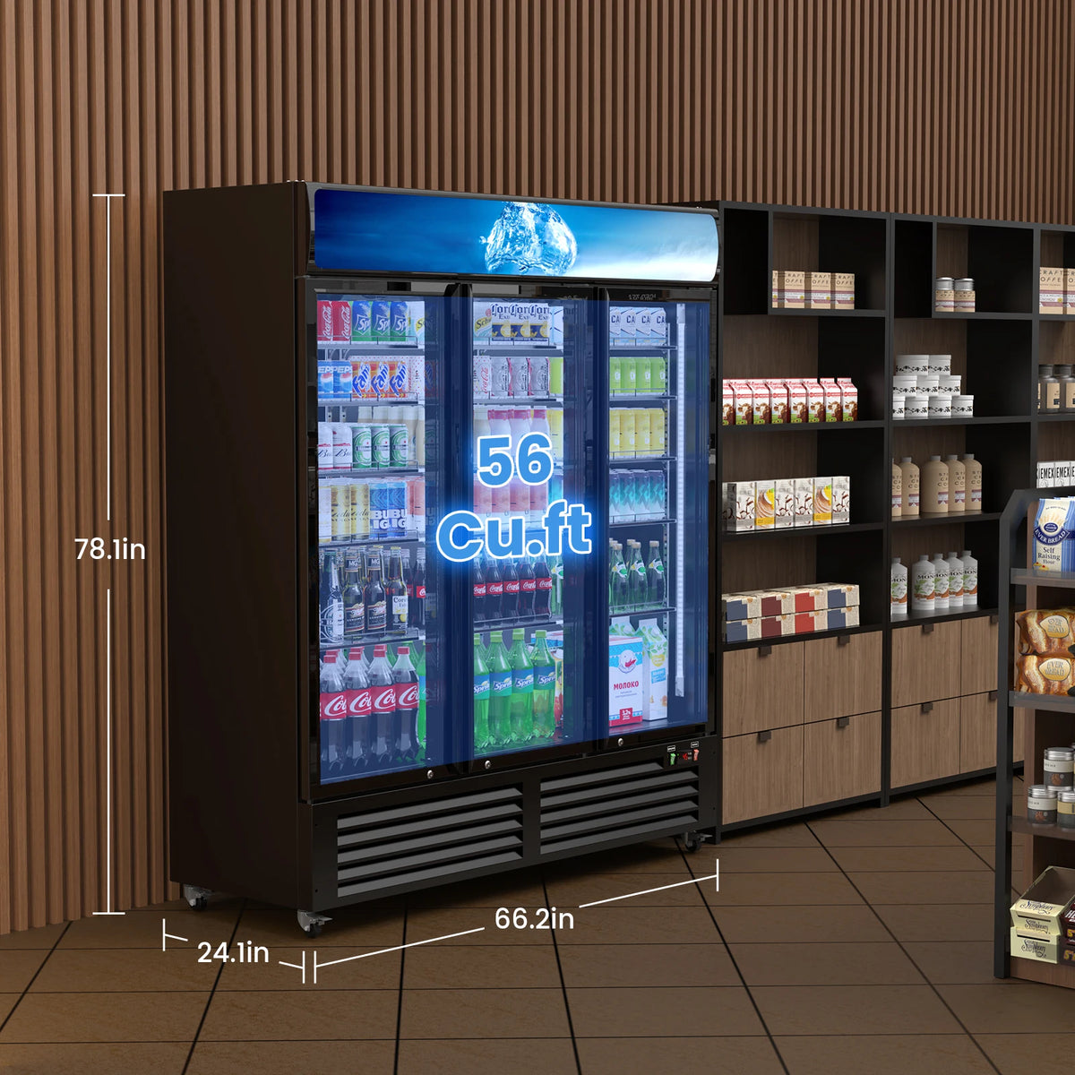 SHICUO Commercial Beverage Display Refrigerator With Three Glass Doors