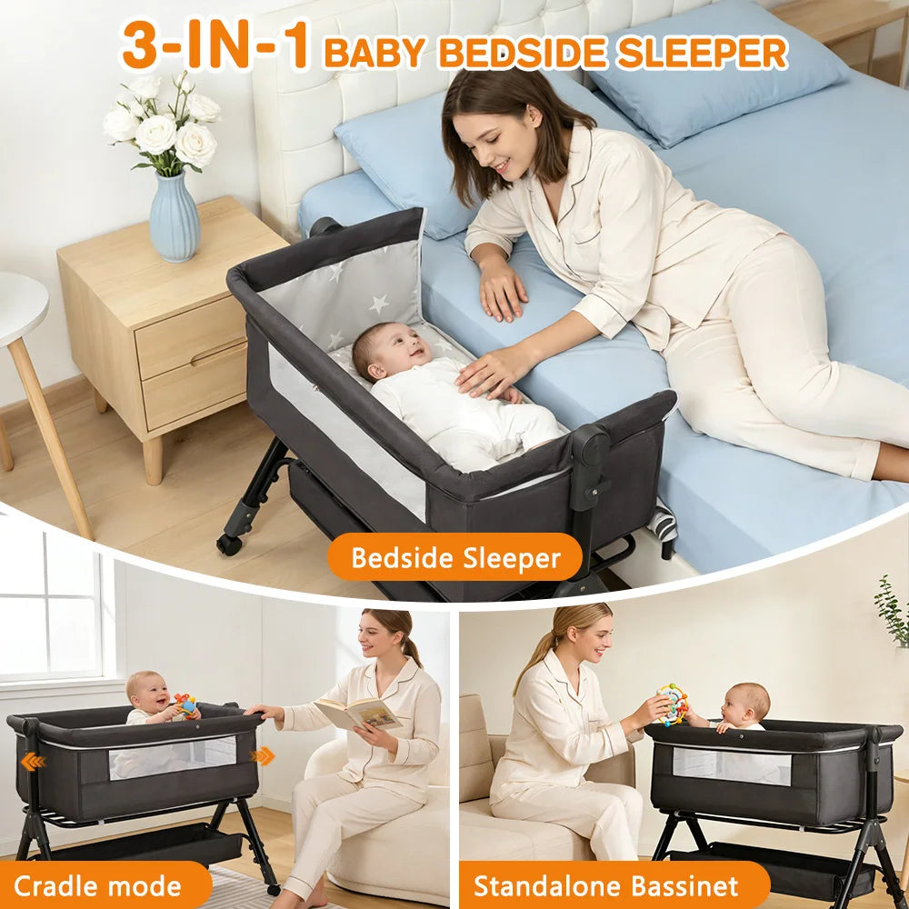 Three In One Portable Baby Bassinet Bedside Sleeper For Newborns
