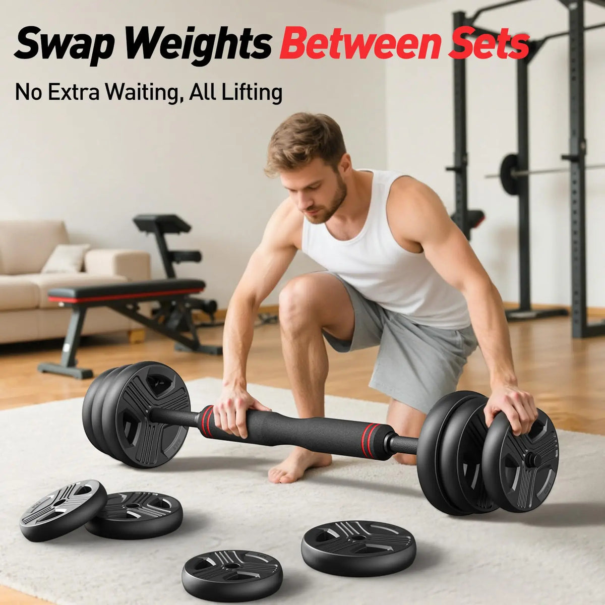 FED Fitness Adjustable Multifunctional Dumbbell And Barbell Set