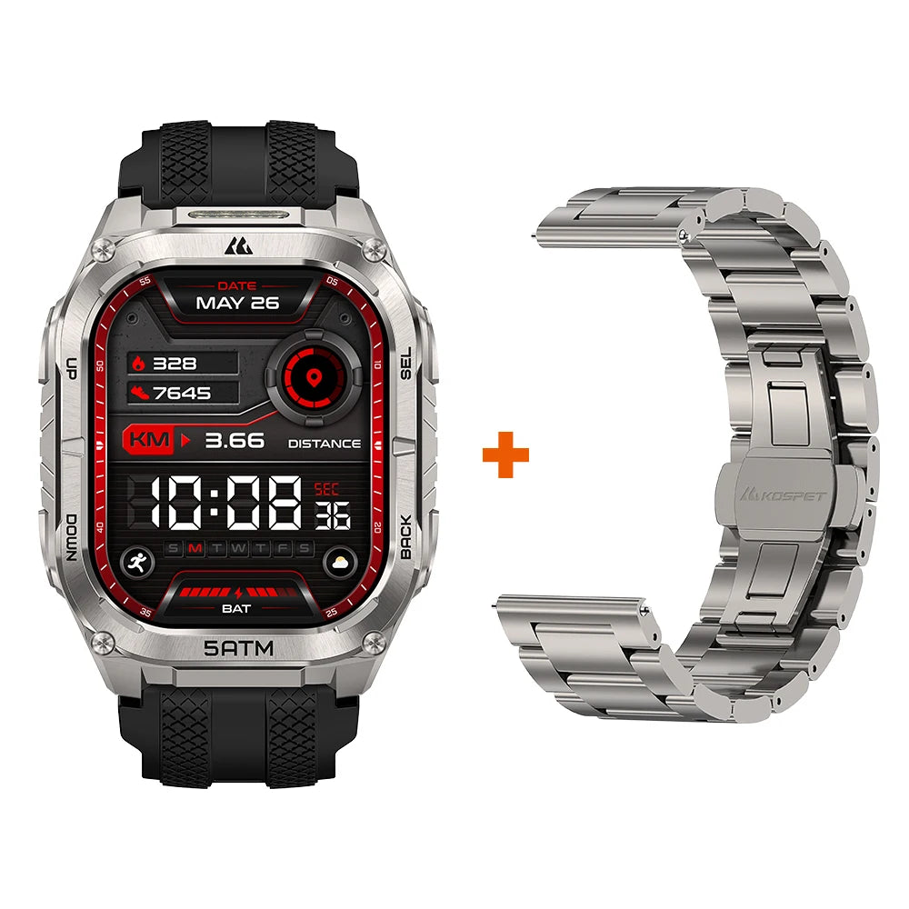 KOSPET Tank M4C GPS Smartwatch With Flashlight And Health Tracking