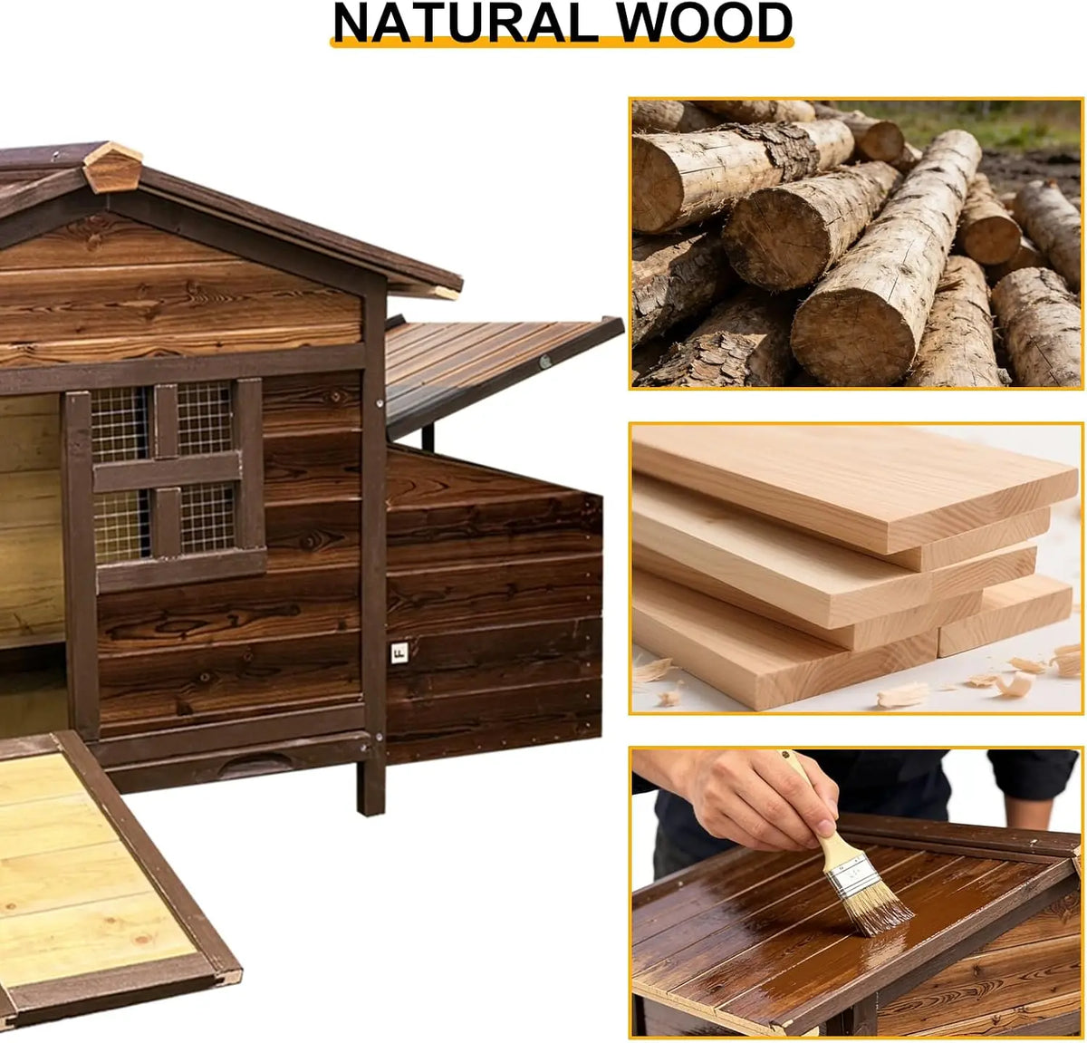 Wooden Chicken Coop With Nesting Boxes Ramp And Ventilated Window