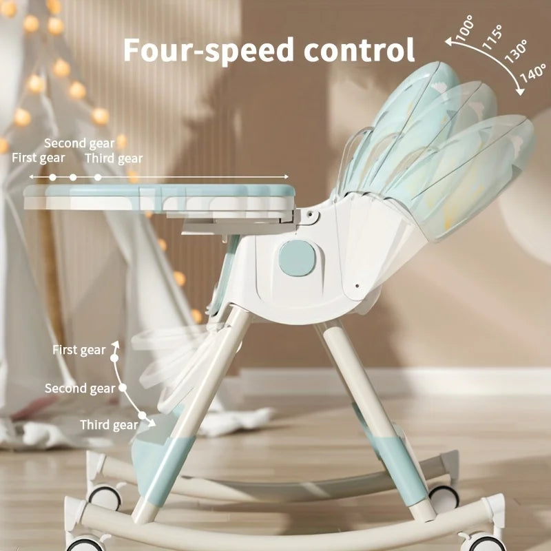 Foldable Adjustable Baby Feeding Chair With Safety Belt For Dining Tables