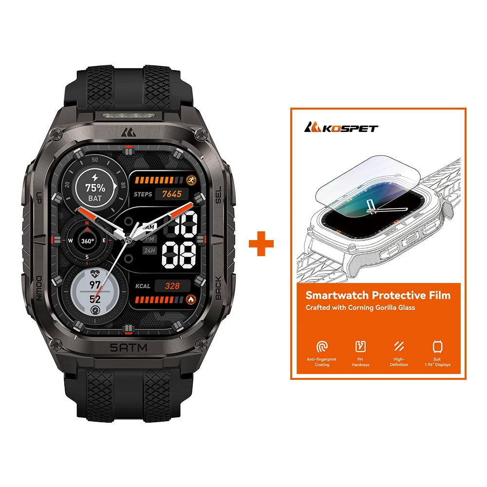 KOSPET Tank M4C GPS Smartwatch With Flashlight And Health Tracking