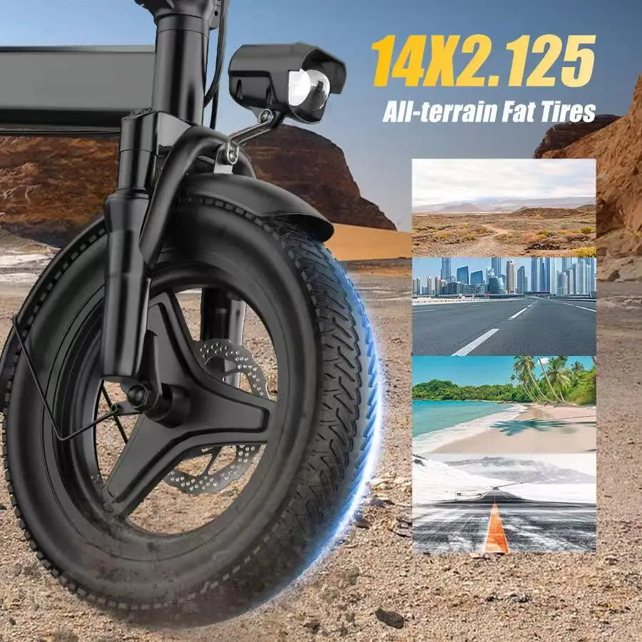 Adult Folding 500W Electric Bicycle With 48V Lithium Battery