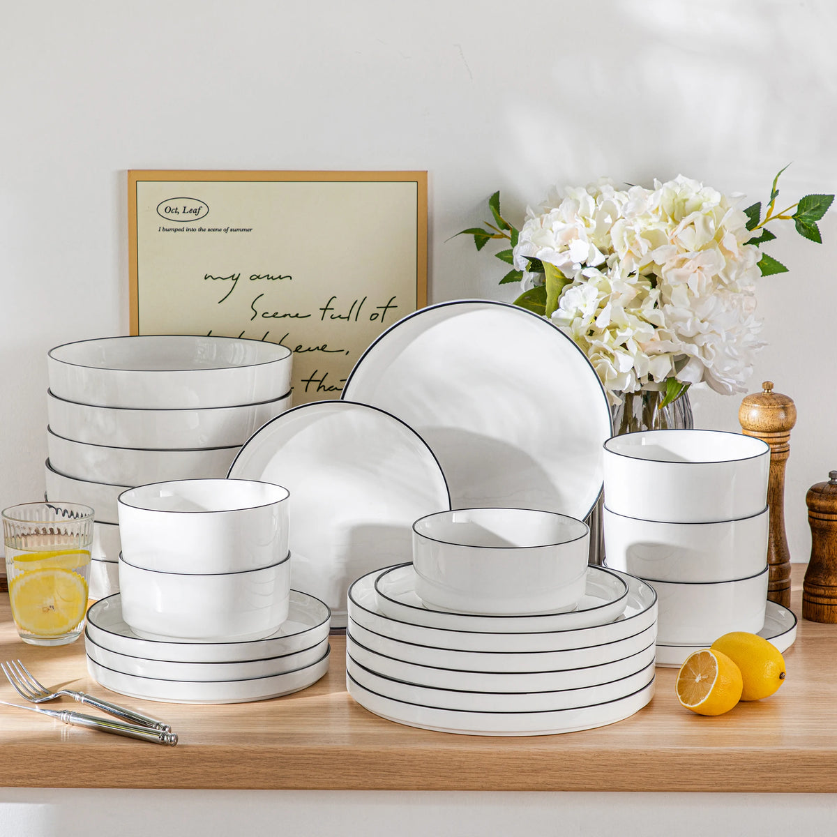 Malacasa Ceramic Dinner Plate And Bowl Kitchen Tableware Collection