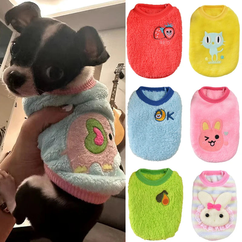 Soft Warm Printed Fleece Dog Sweater For Small Breed Pets