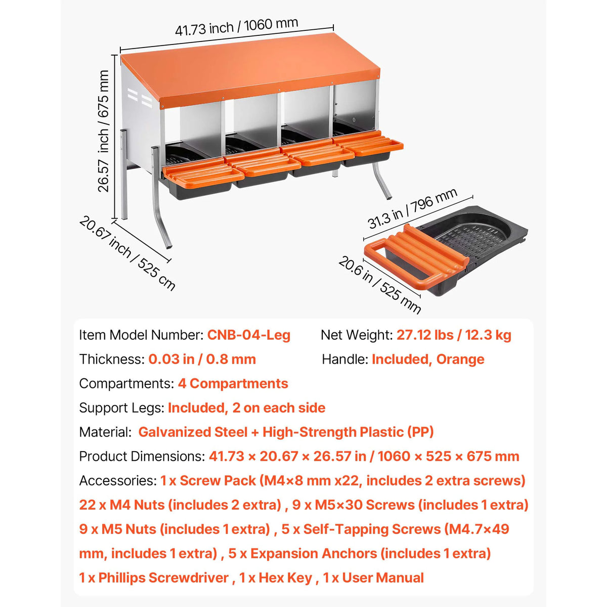 SucceBuy Metal Chicken Nesting Boxes With Roll Out Egg Collection Lids
