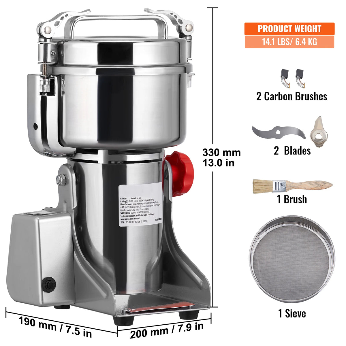 SucceBuy Commercial Electric Grain Mill Grinder For Herbs And Grains