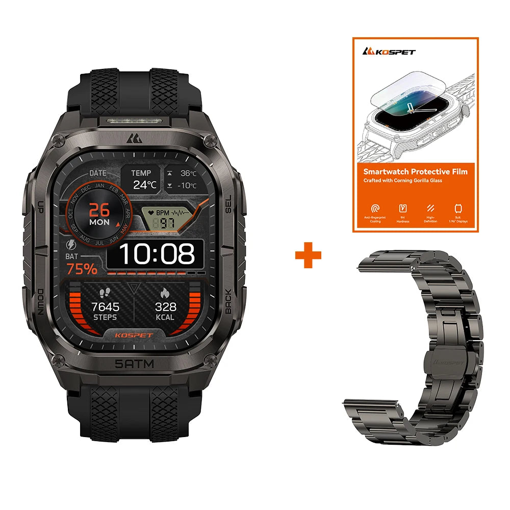 KOSPET Tank M4C GPS Smartwatch With Flashlight And Health Tracking