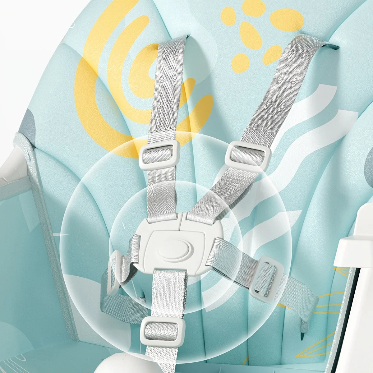 Foldable Adjustable Baby Feeding Chair With Safety Belt For Dining Tables