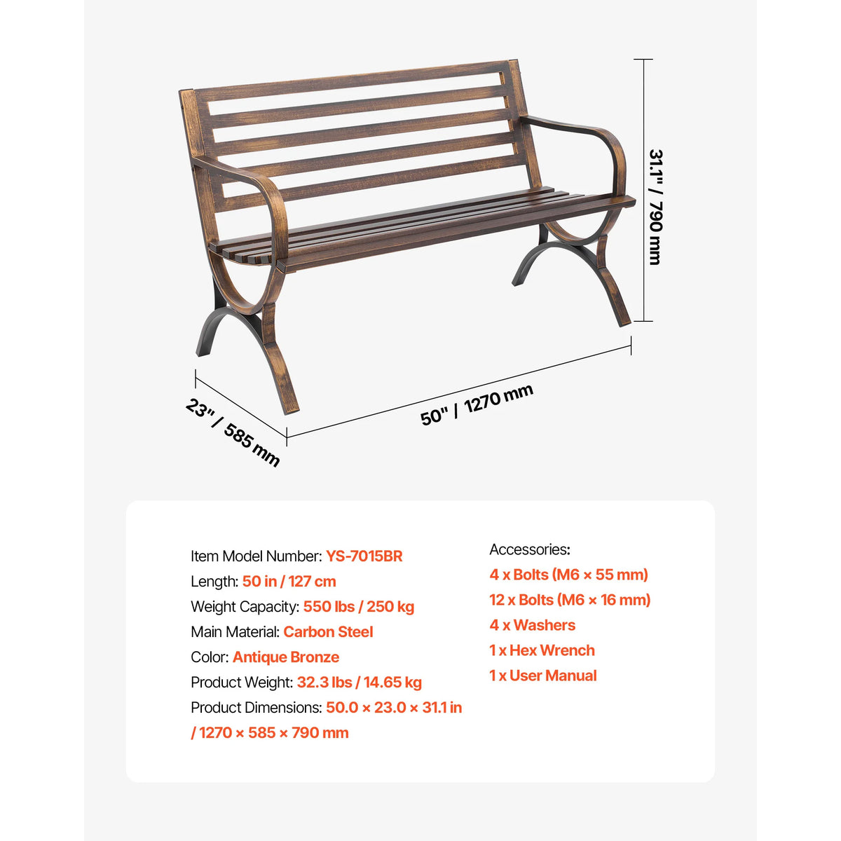 SucceBuy Wooden Outdoor Garden Bench for Patio and Park Furniture