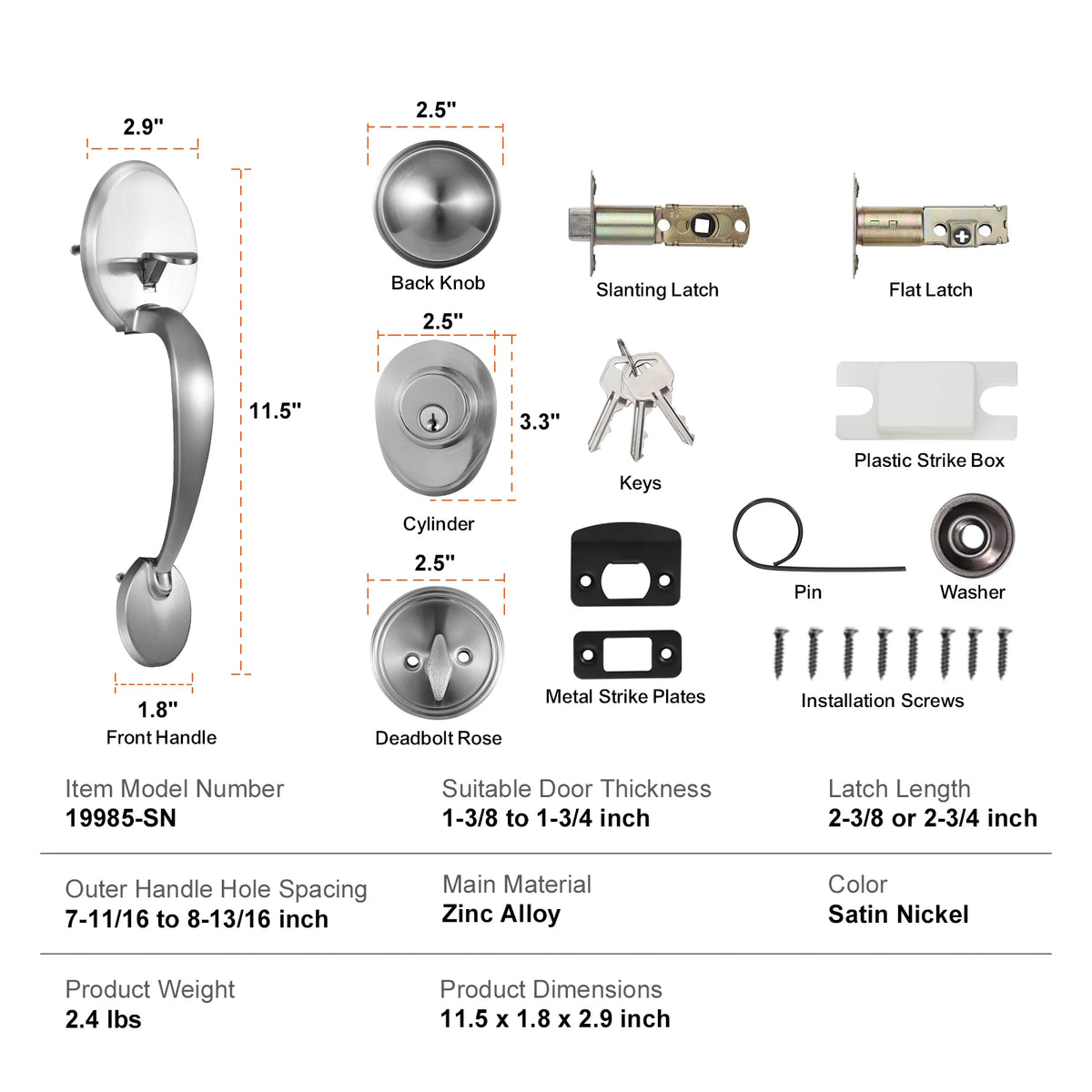 SucceBuy Front Door Handleset With Deadbolt And Interior Knob Lock