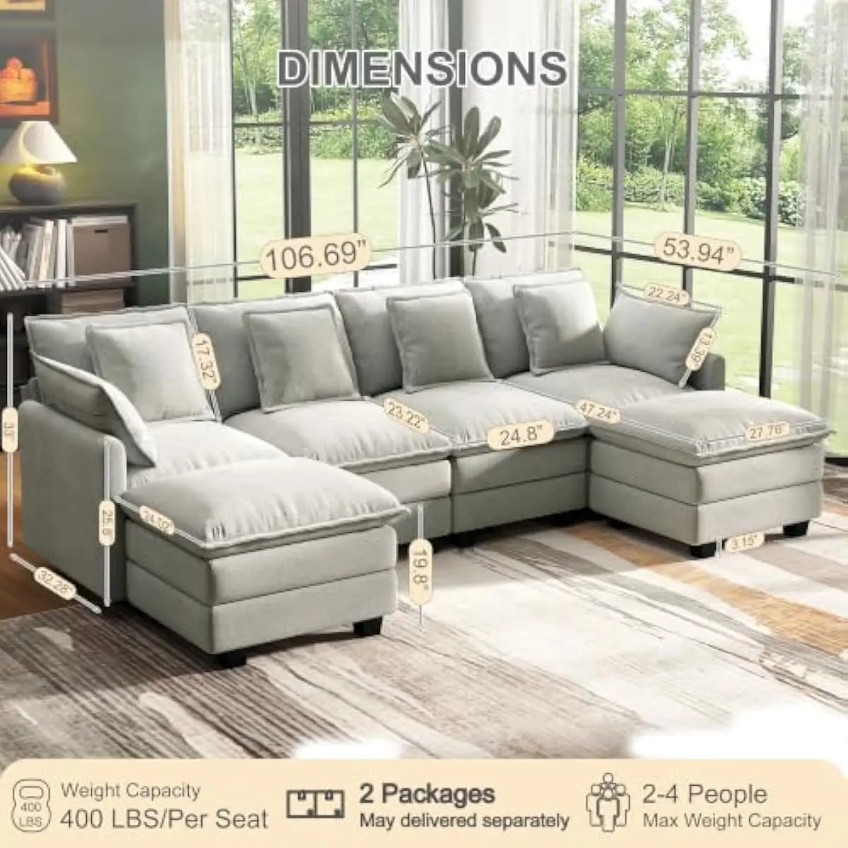 Modular Cloud Sectional Sofa With Deep Seats And Adjustable Layout