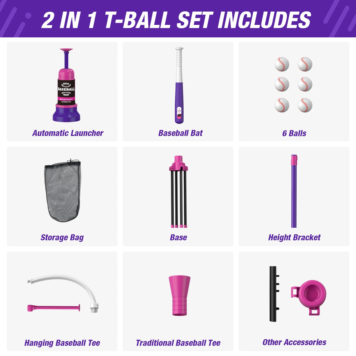 QDRAGON Kids Baseball Training Set With Automatic Pitching Machine