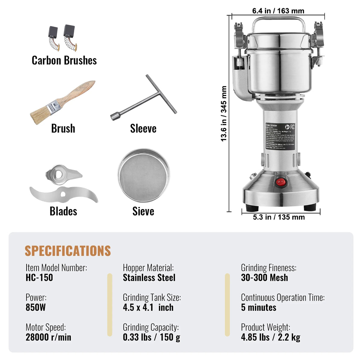 SucceBuy Commercial Electric Grain Mill Grinder For Herbs And Grains