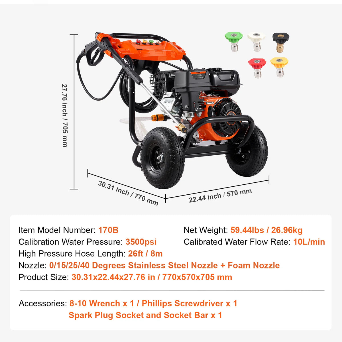 SucceBuy 3500 PSI Gas Pressure Washer With Aluminum Pump