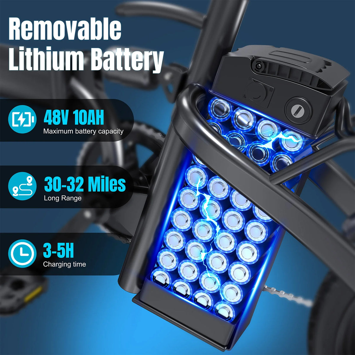 Furider Adult Folding Electric Bike With Removable Shock Absorption