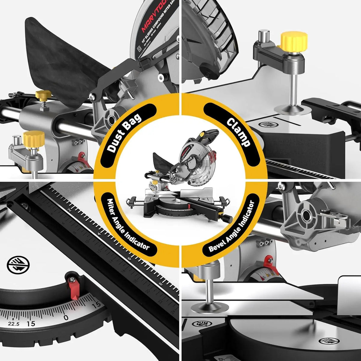 Marvtool Sliding Compound Miter Saw For Precision Cutting Power